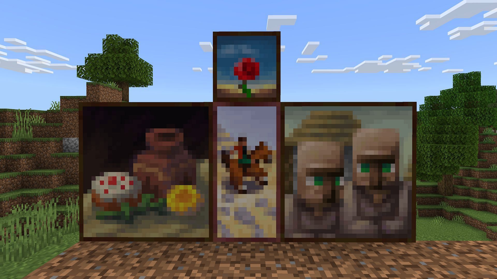 The four smallest paintings being added with Tricky Trials (Image via Mojang)