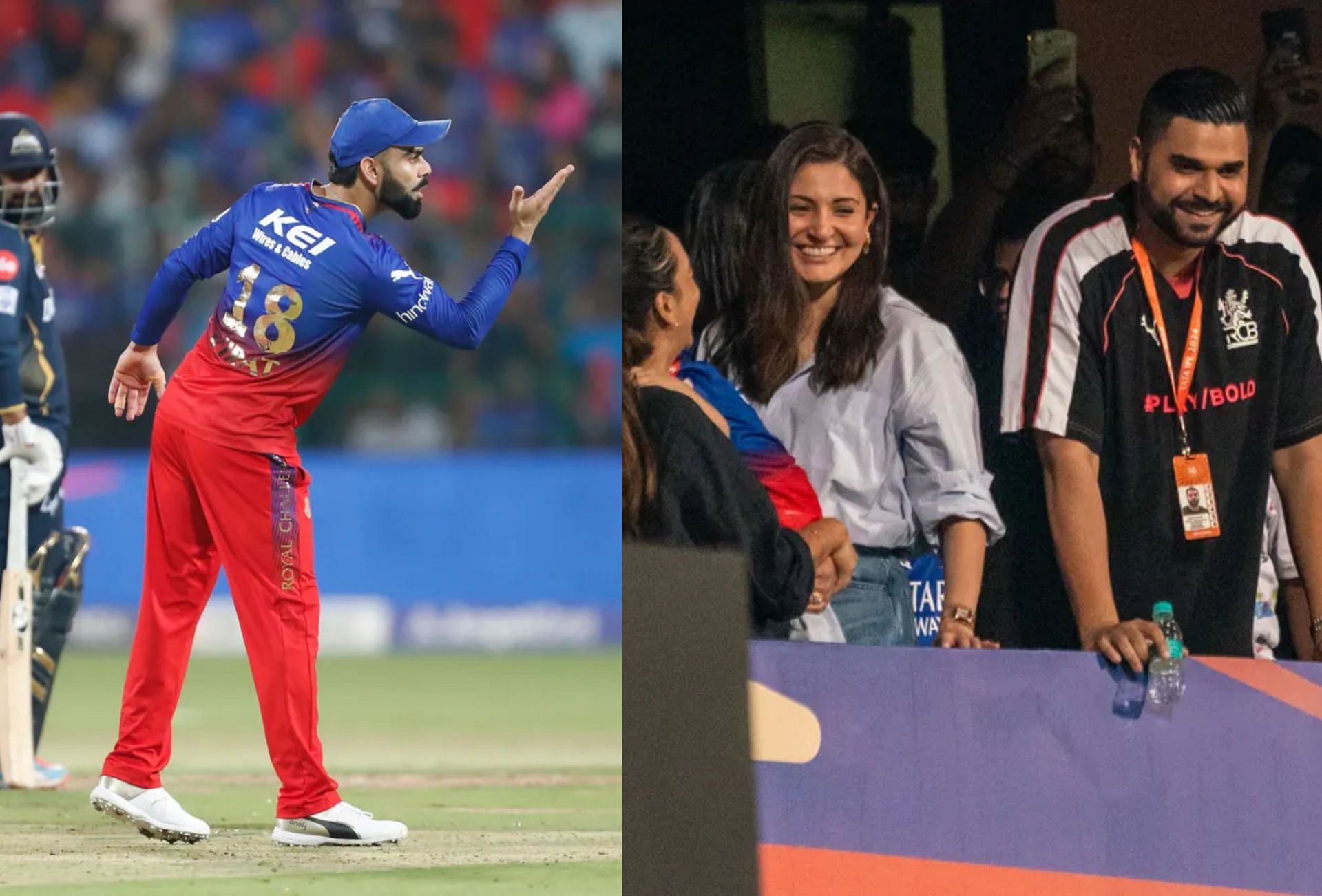 Virat Kohli and Anushka Sharma during RCB vs GT IPL 2024 match on Saturday. 