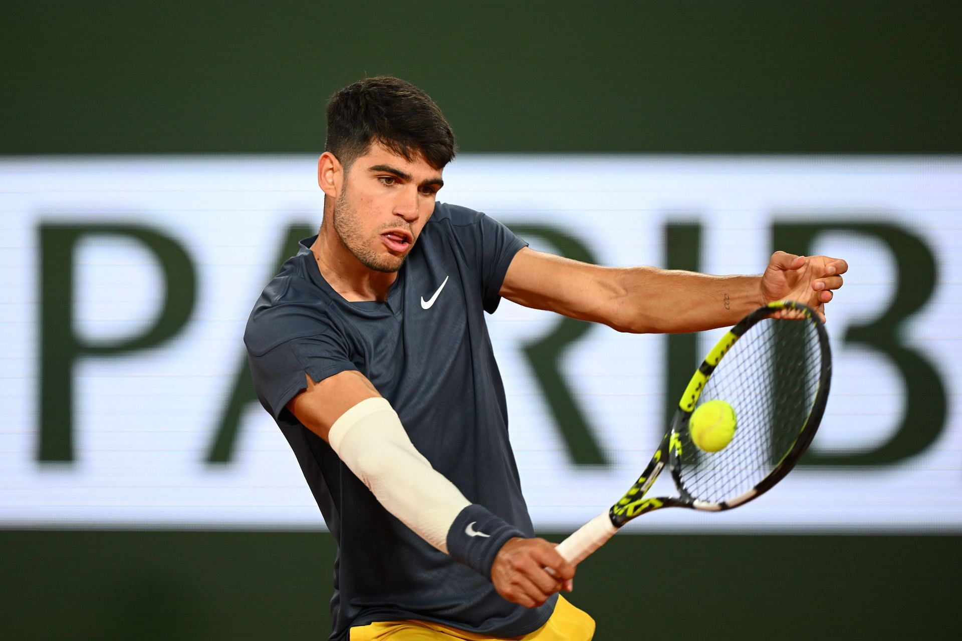 Carlos Alcaraz in action at Roland Garros. GETTY