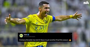 "CR7 is the GOAT", "Pessi can't relate" - Fans react as a Cristiano Ronaldo brace helps Al-Nassr defeat Al-Khaleej in King's Cup S/F
