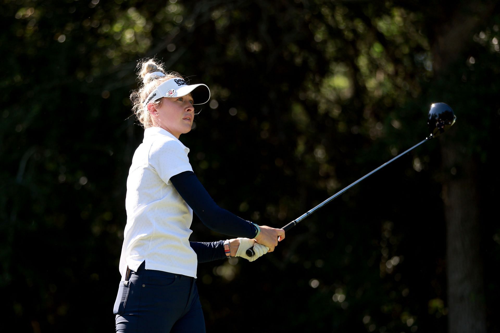 Nelly Korda is currently four back of first at the Founders Cup