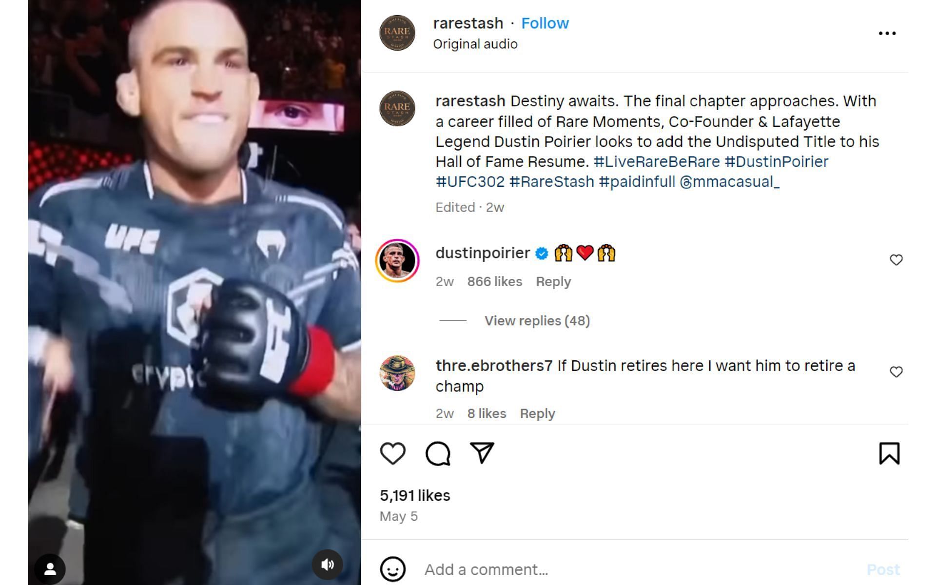 Screenshot of the post and Poirier&#039;s comment