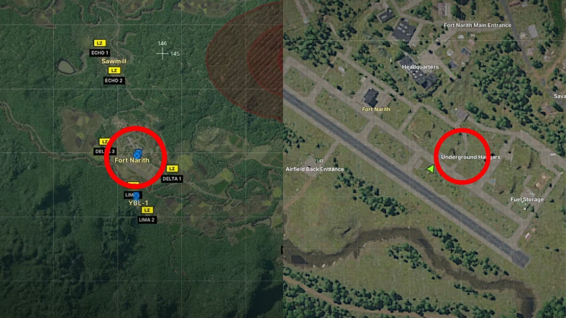 Location of the fighter jets (Image via MADFINGER Gamer|| YouTube/13lacklight)