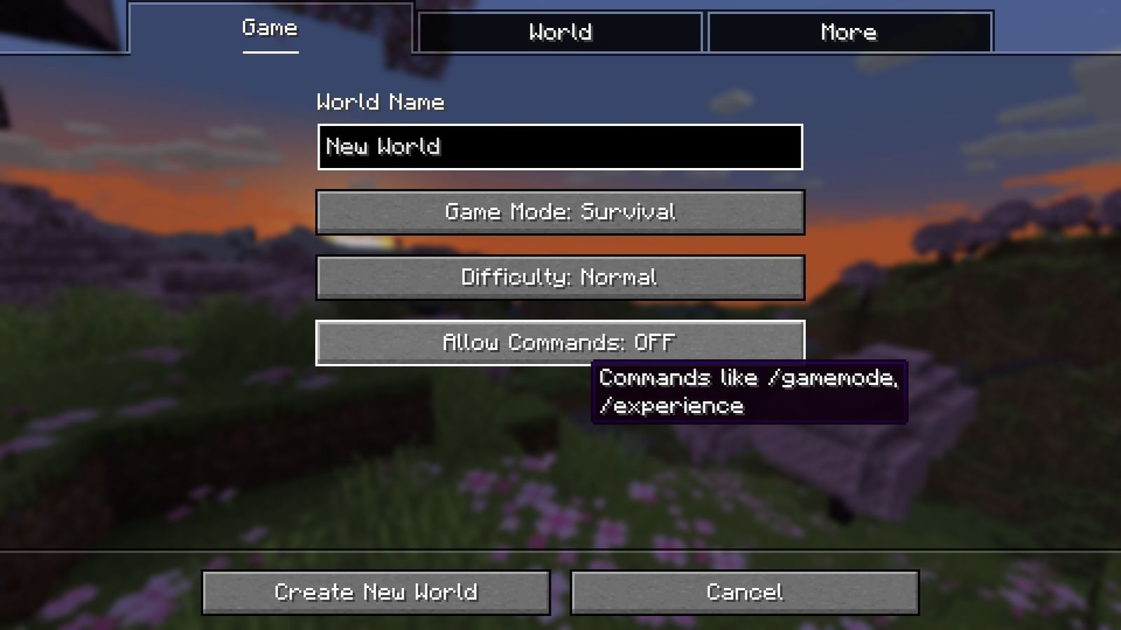 All Minecraft new world settings explained