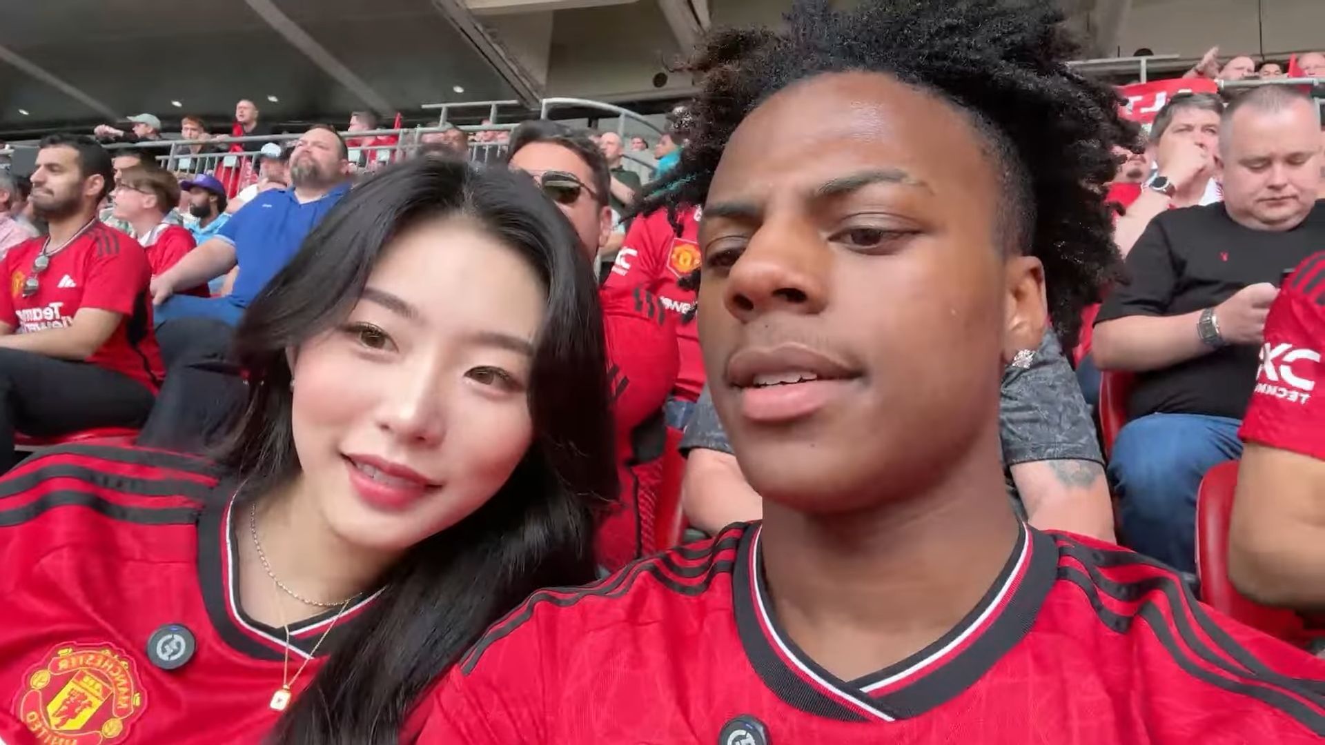 IShowSpeed attended the FA Cup final along with South Korean influencer Amy Flamy (Image via IShowSpeed/YouTube)