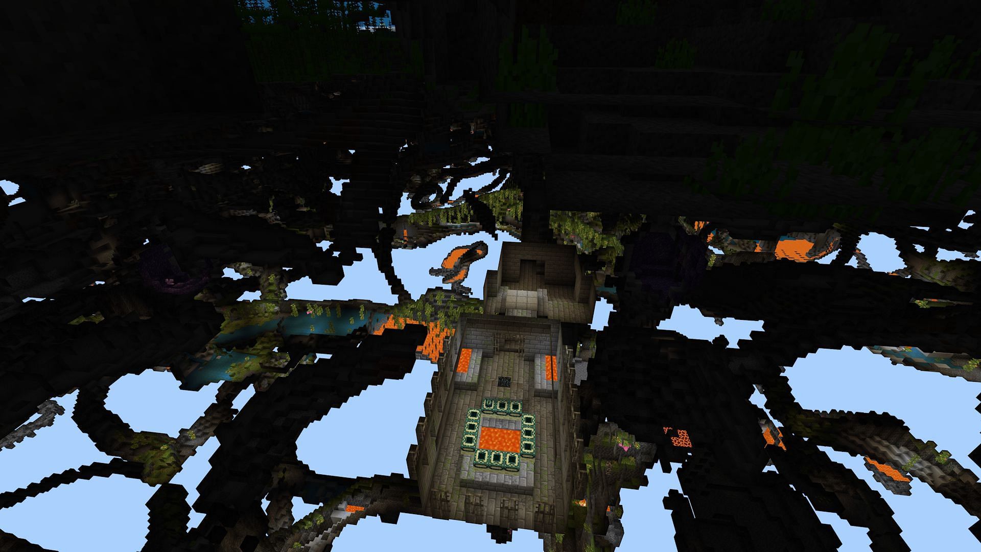 This strange stronghold only generated the portal room (Image via Mojang)