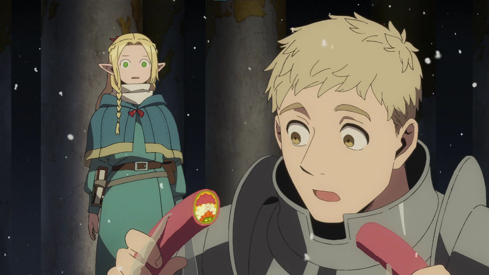 Delicious in Dungeon episode 22: Laios cooking Marcille&#039;s familiar (Image via TRIGGER)