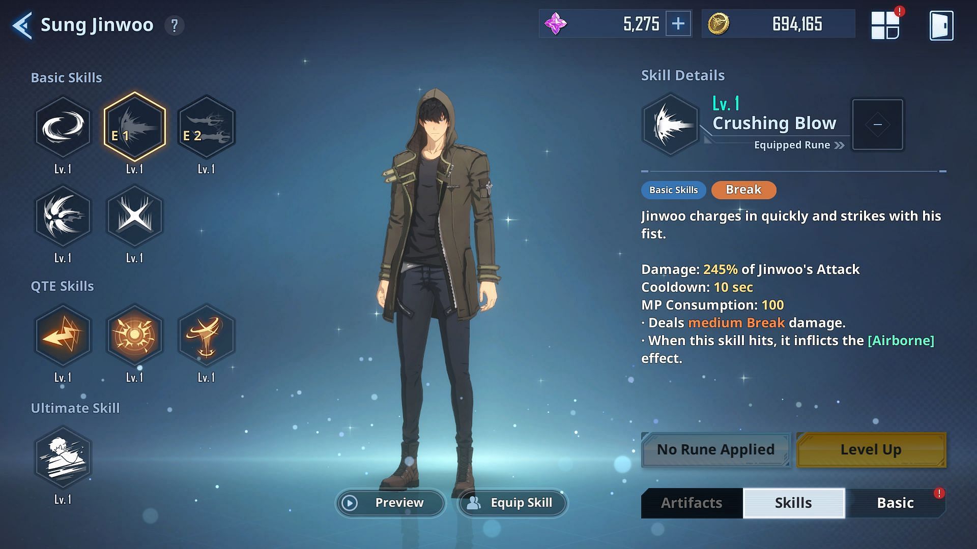 Level up skills (Image via Netmarble)