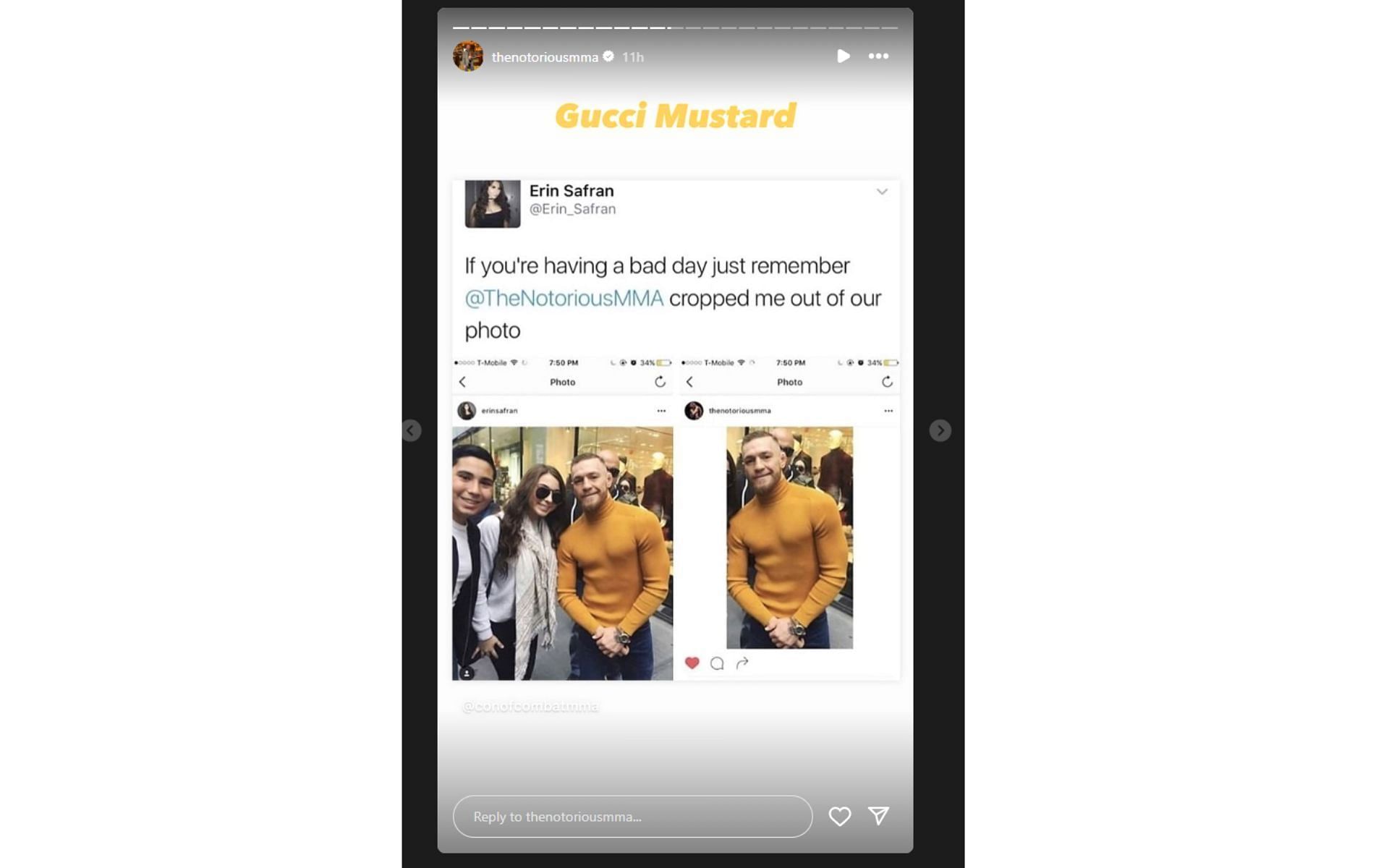 Screenshot of McGregor&#039;s recent Instagram story