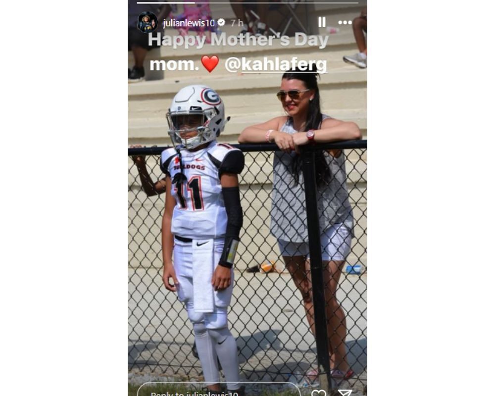 Screenshot of USC QB Julian Lewis with mother, Mikahla Sue (shared via Instagram)