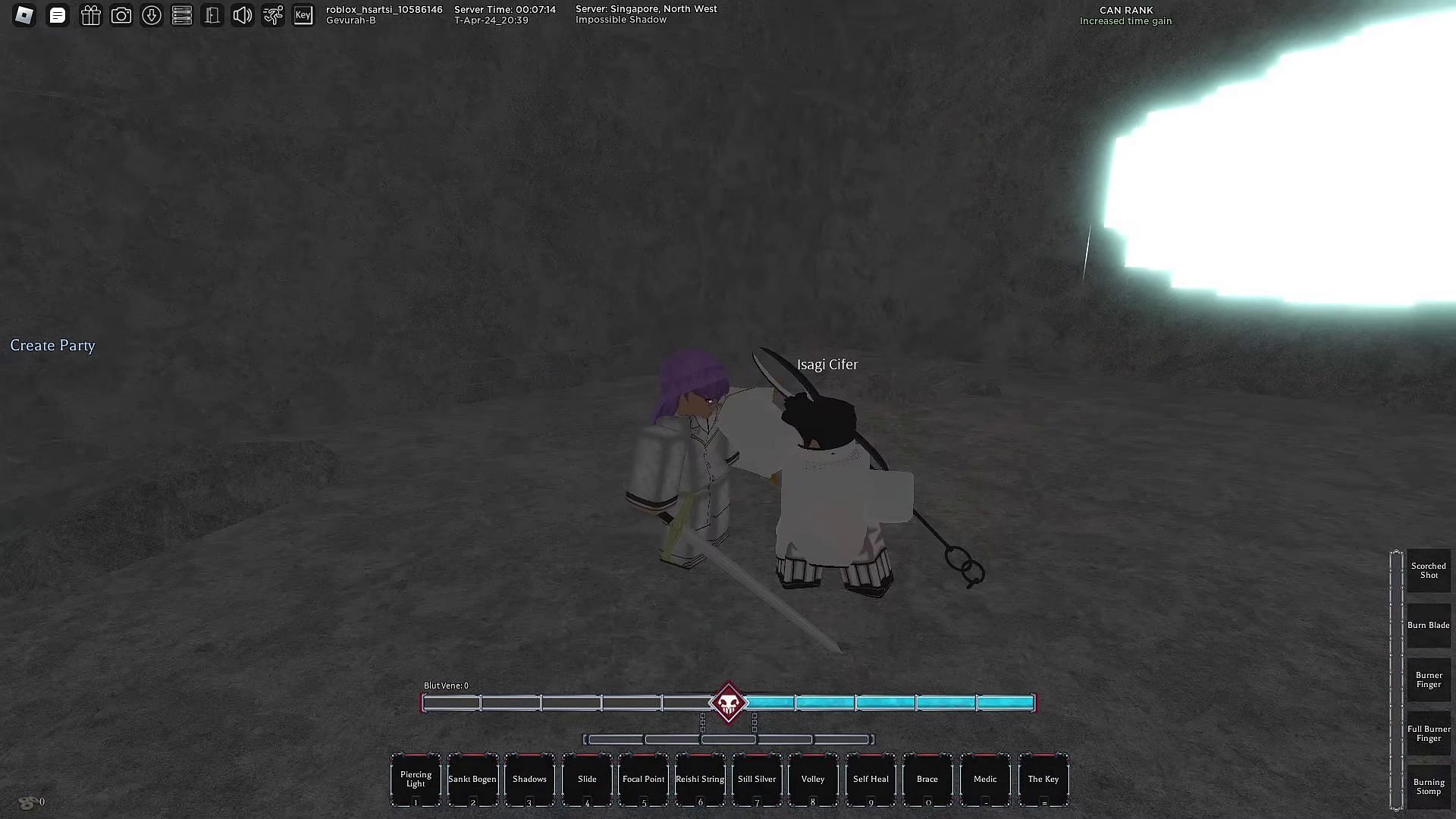 Gripping a player to complete the Segunda Etapa quest (Image via Roblox || CowardCatPlayz on YouTube)
