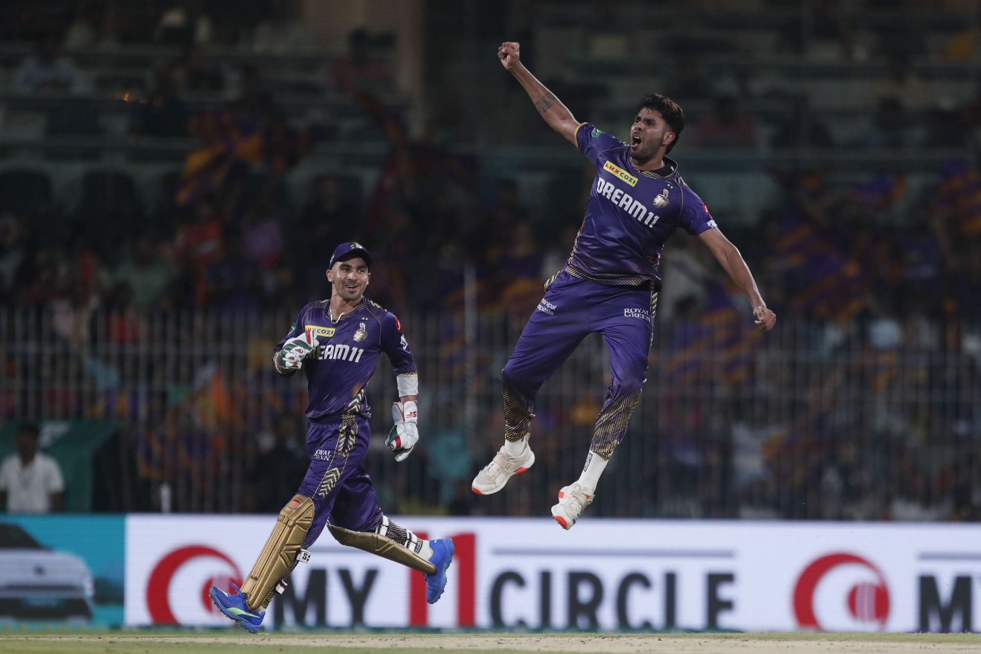 Harshit Rana celebrates the wicket of Heinrich Klaasen in the IPL 2024 final. (Image Credit: Getty Images)