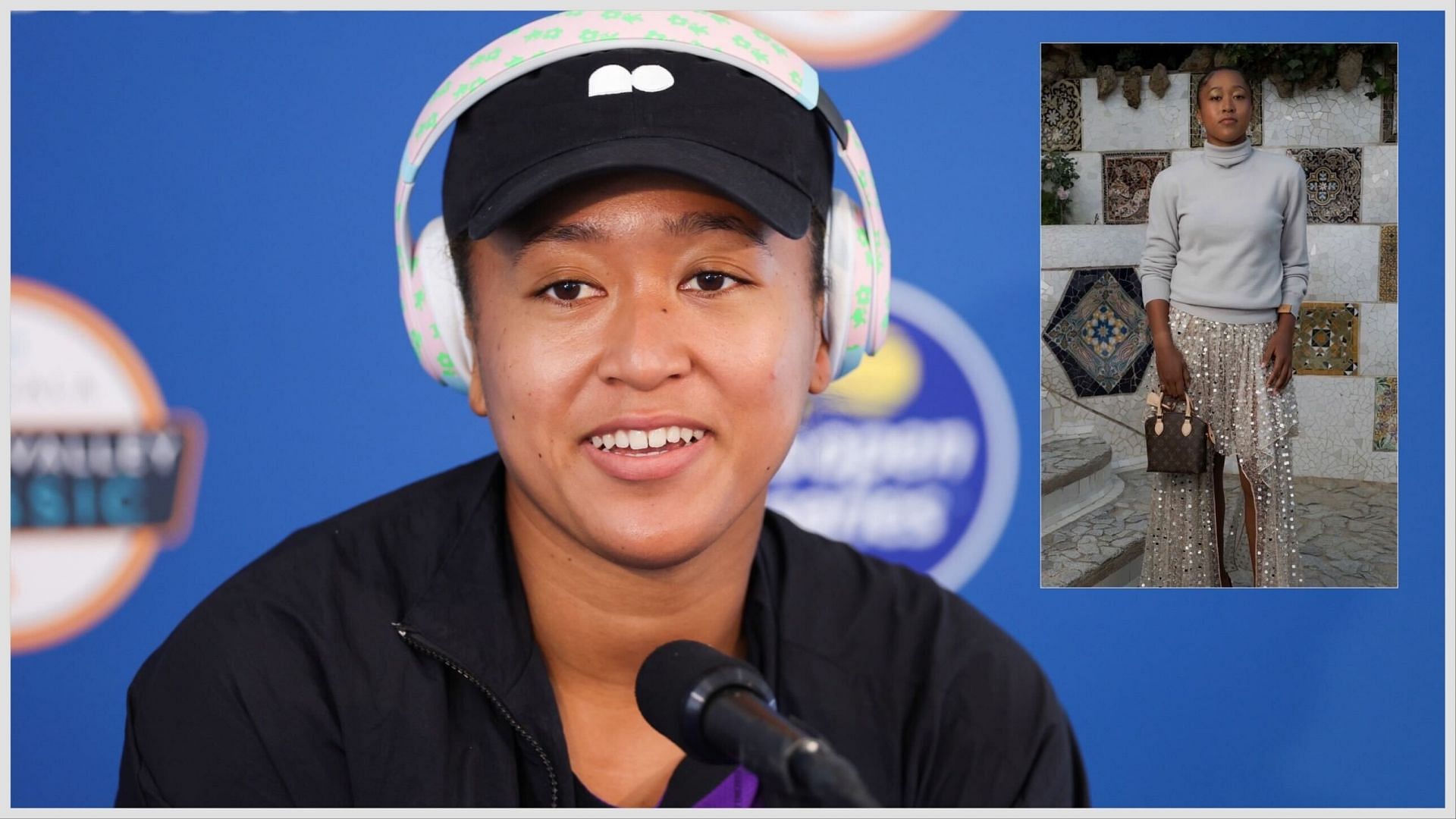 Fans were amused by Naomi Osaka as she attended a Louis Vuitton show in Barcelona two days before her first-round match at the French Open (Source: Getty Images and Instagram/Naomi Osaka)