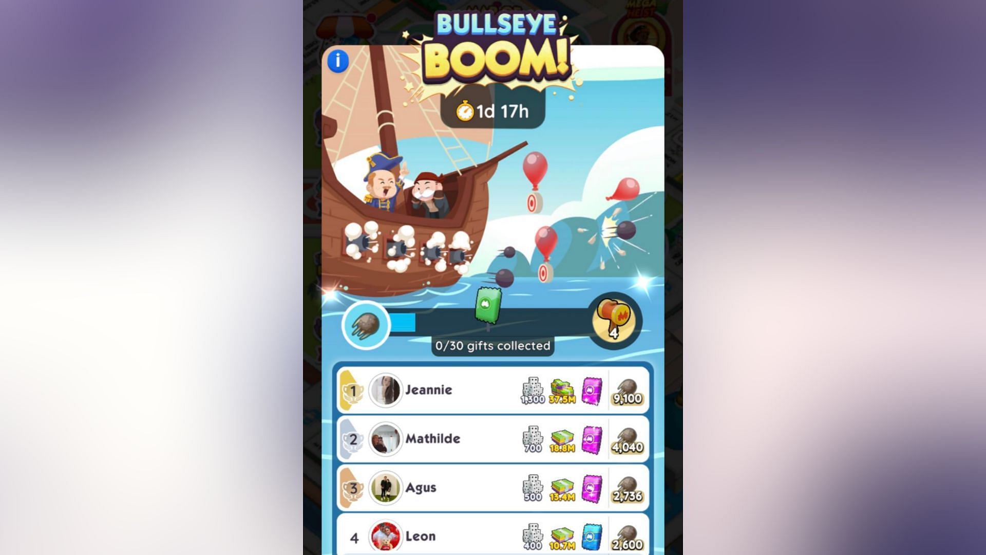 Bullseye Boom rewards (Image via Scopely)