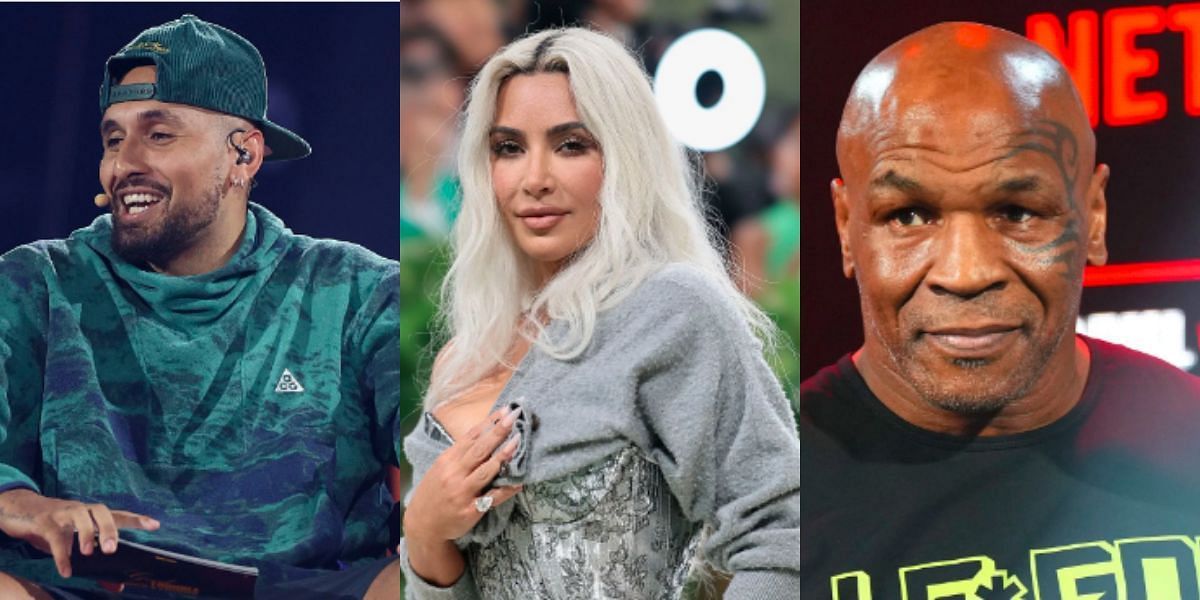 Nick Kyrgios, Kim Kardashian, Mike Tyson (source Getty Images)