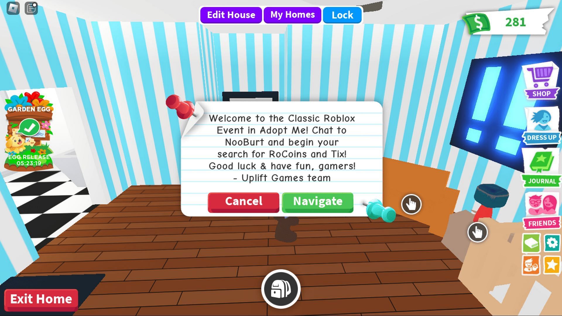 Screenshot of The Classic event quest notification in Adopt Me (Image via Roblox)