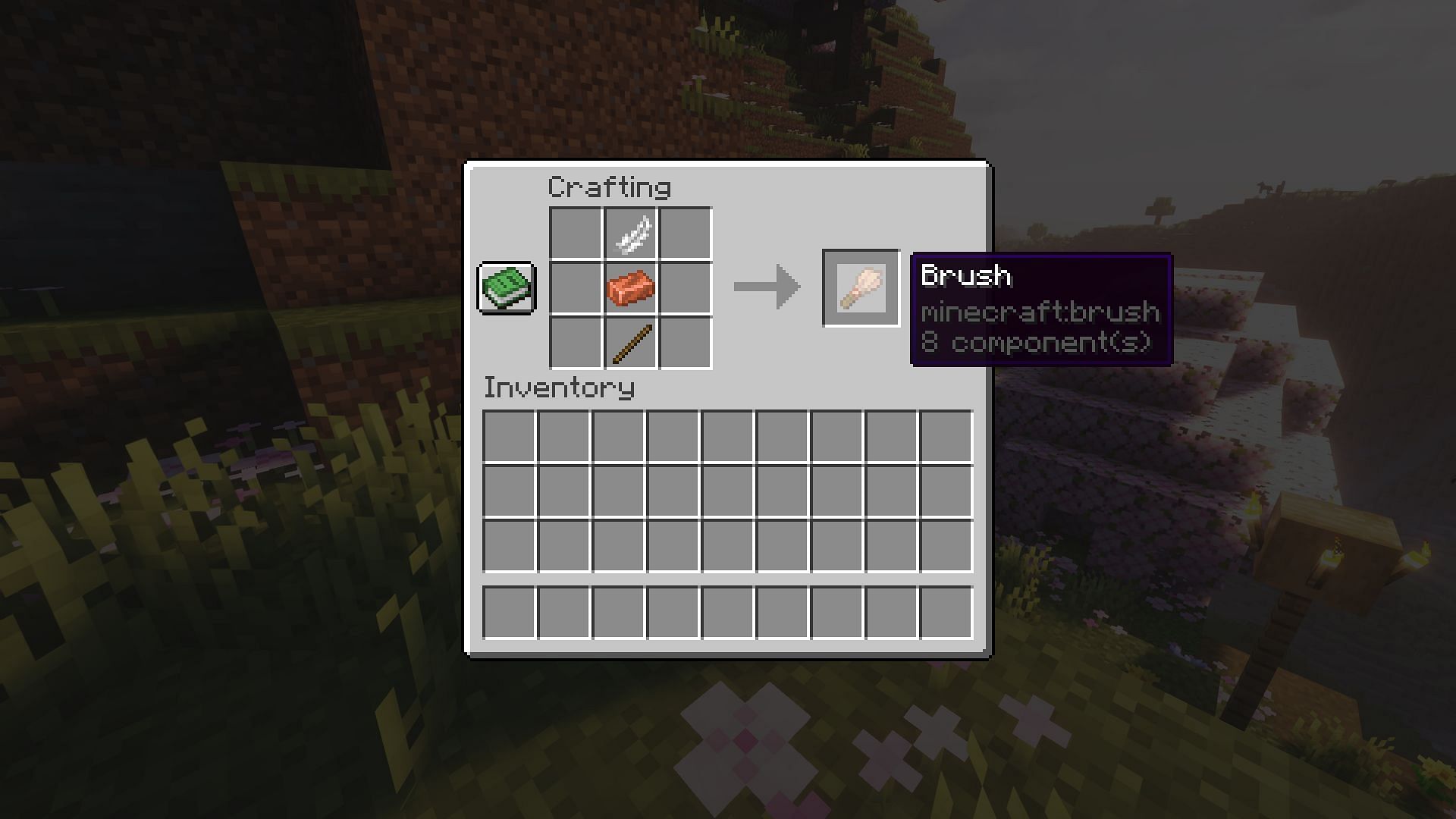 Crafting recipe for brush (Image via Mojang)