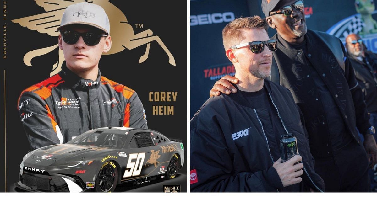 (L)Corey Heim for 23XI Racing in #50 Toyota - (R)Denny Hamlin co-owner of 23XI Racing