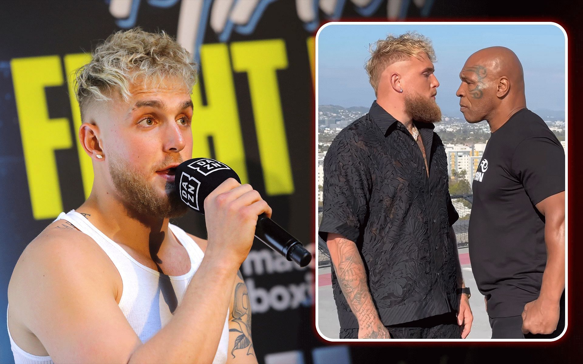 Jake Paul (left) predicts his fight against Mike Tyson (right) [Images courtesy: @jakepaul on Instagram and Getty]