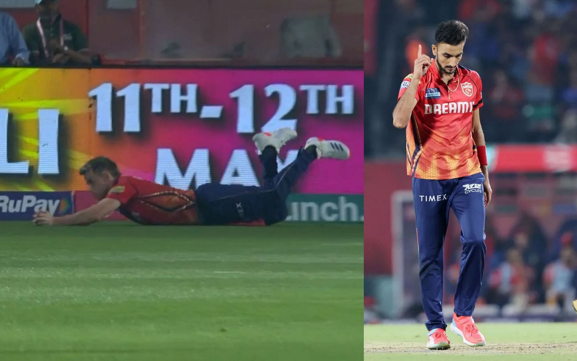 Sam Curran taking a stunning catch during PBKS vs RCB IPL 2024 clash. 