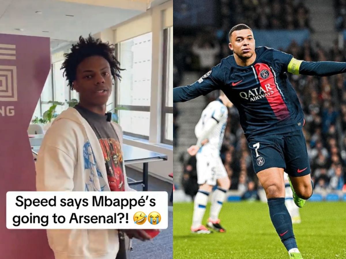 IShowSpeed claims that Kylian Mbappe is going to Arsenal (Image via X/SpeedyHQ and Instagram/Kylian Mbappe)