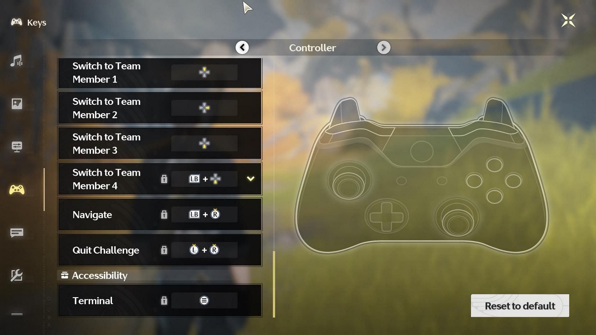 Some controller settings are locked (Image via Kuro Games)