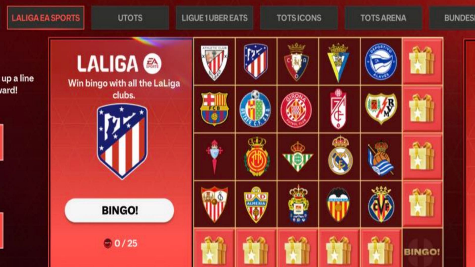 Gamers can play a Bingo game in the LaLiga TOTS 24 chapter in FC Mobile. (Image via EA Sports)