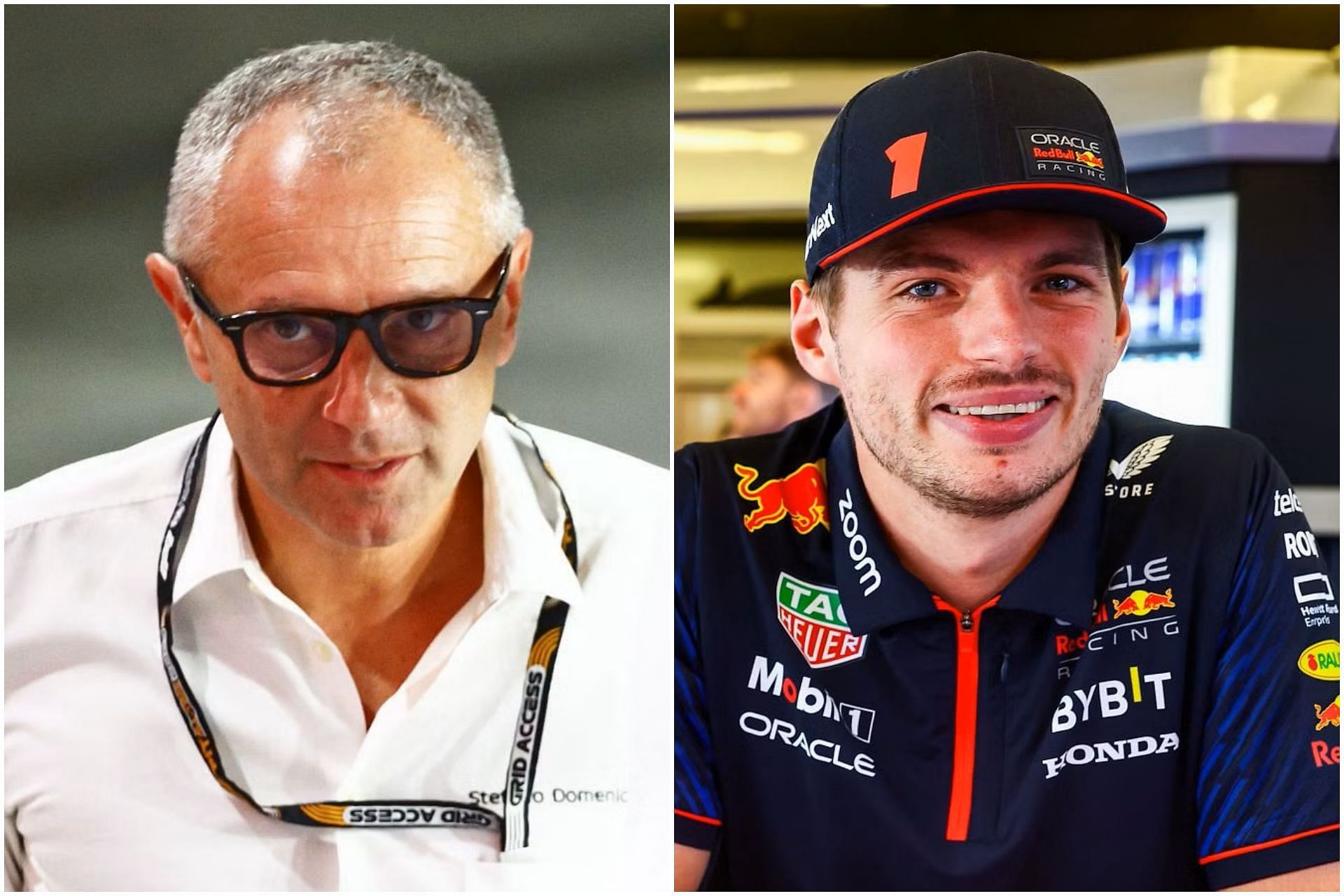 Stefano Domenicali (L) and Max Verstappen (R) (Collage via Sportskeeda)