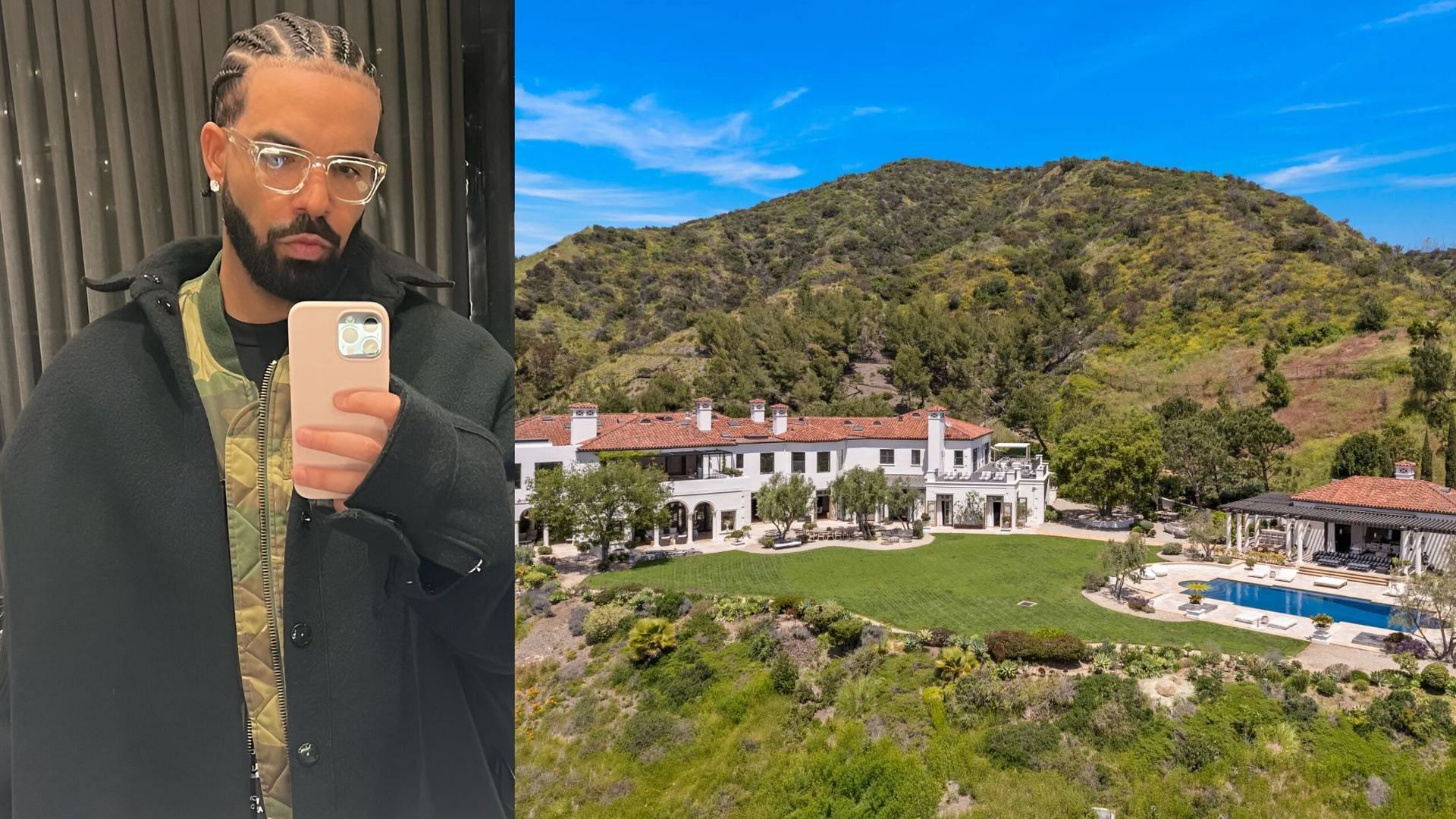 Netizens reacts to reports of Drake selling his Beverly Hills mansion and leaving America. (Image via Instagram/@champagnepapi, The Beverly Hills Estates Inc.)