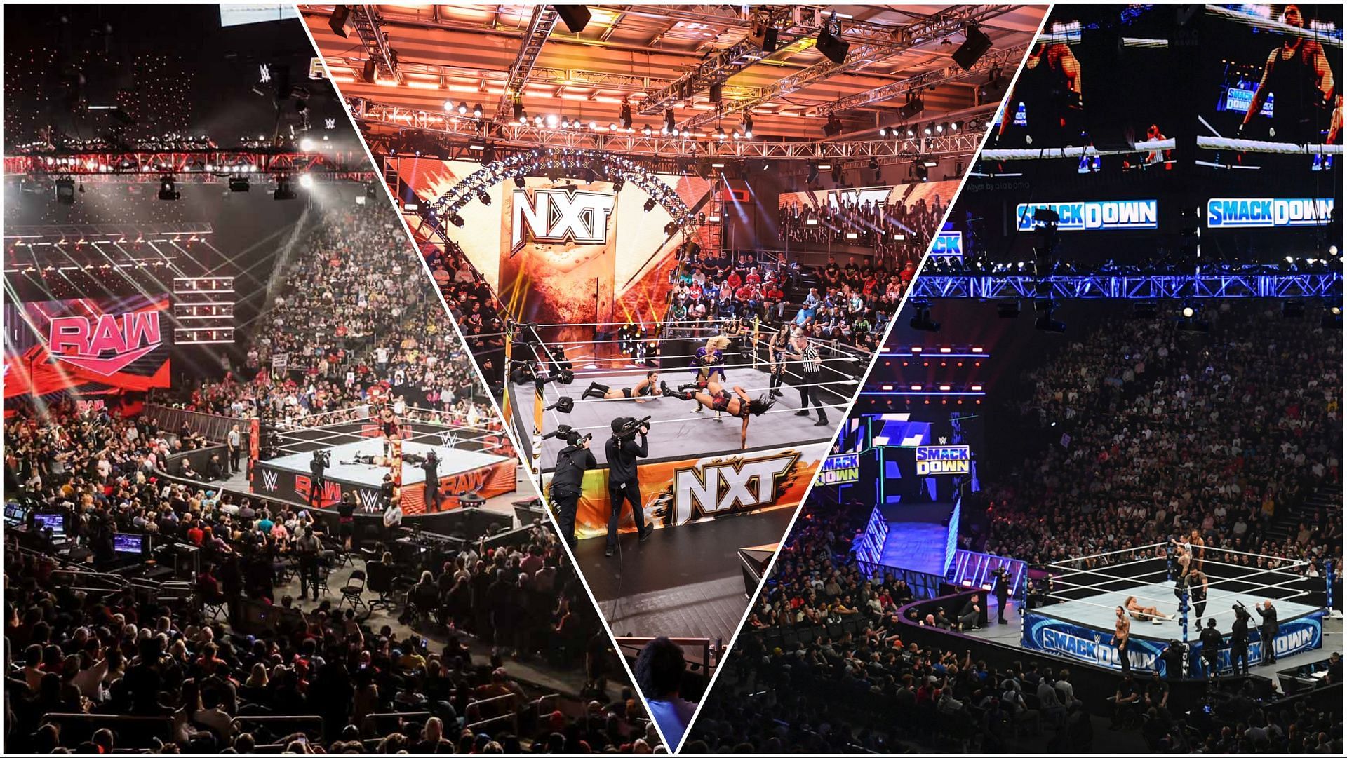 A look at the WWE sets for RAW, NXT, and SmackDown