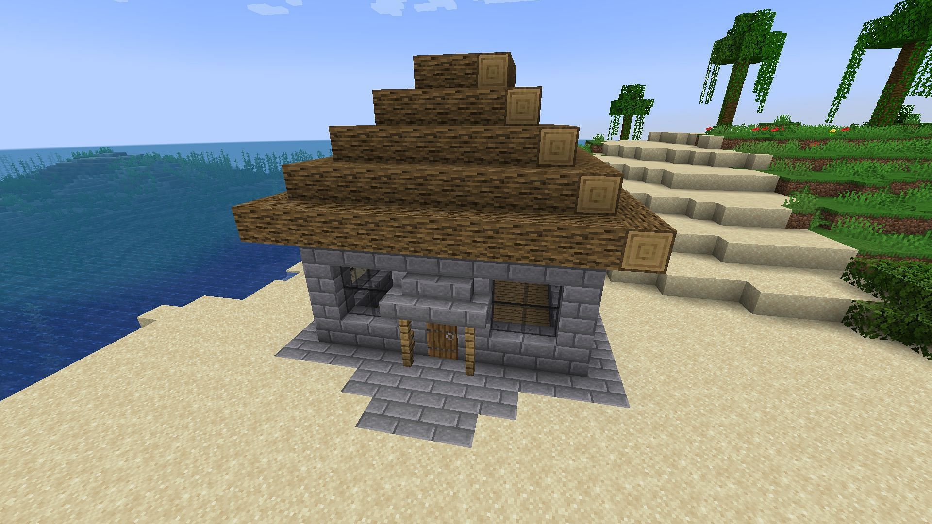 The foundation of a simple starter house (Image via Mojang)