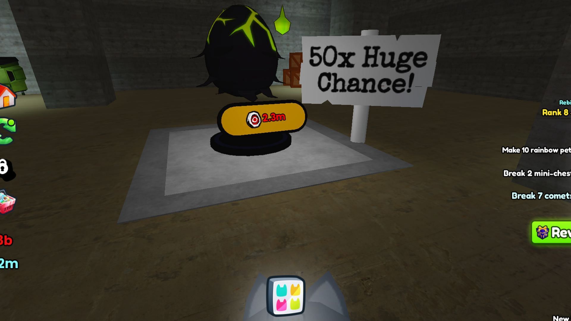 50x Huge Chance egg inside Deep Backrooms (Image via Roblox)