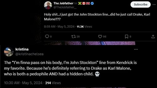 Kendrick's verse about John Stockton has fans taken aback