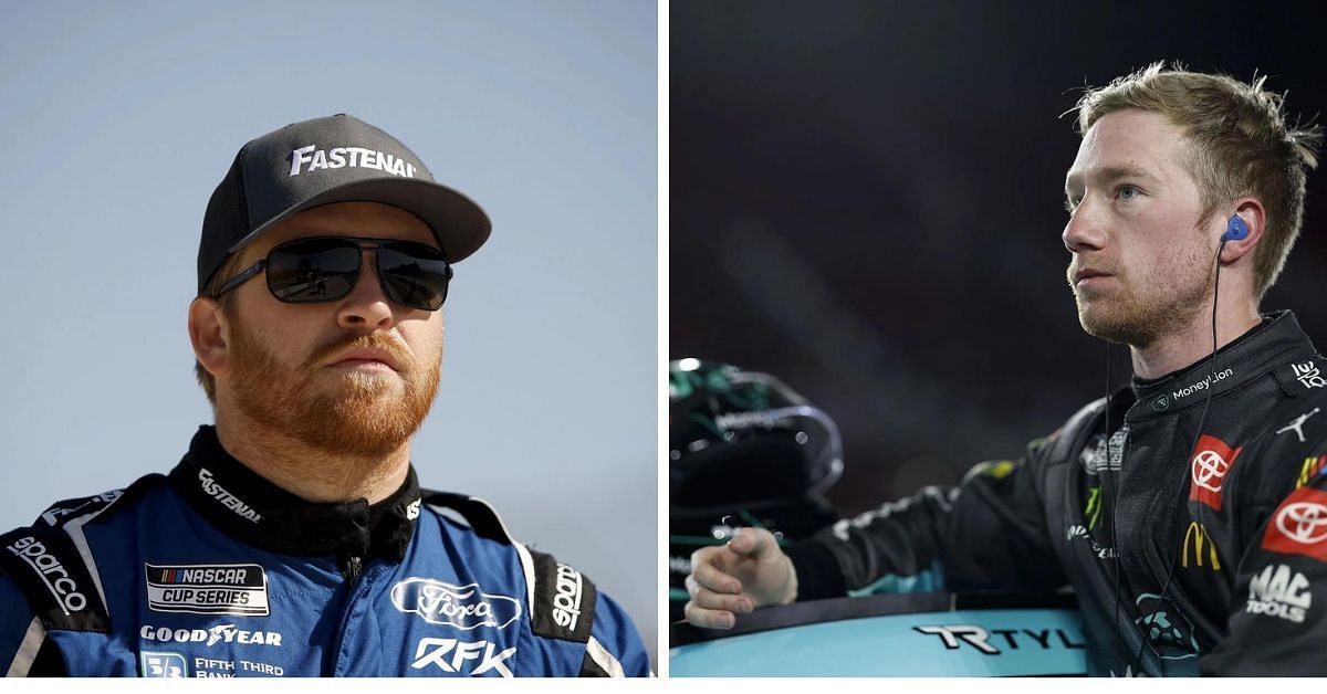 RFK Racing driver Chris Buecher (L) and 23XI Racing driver Tyler Reddick (R)