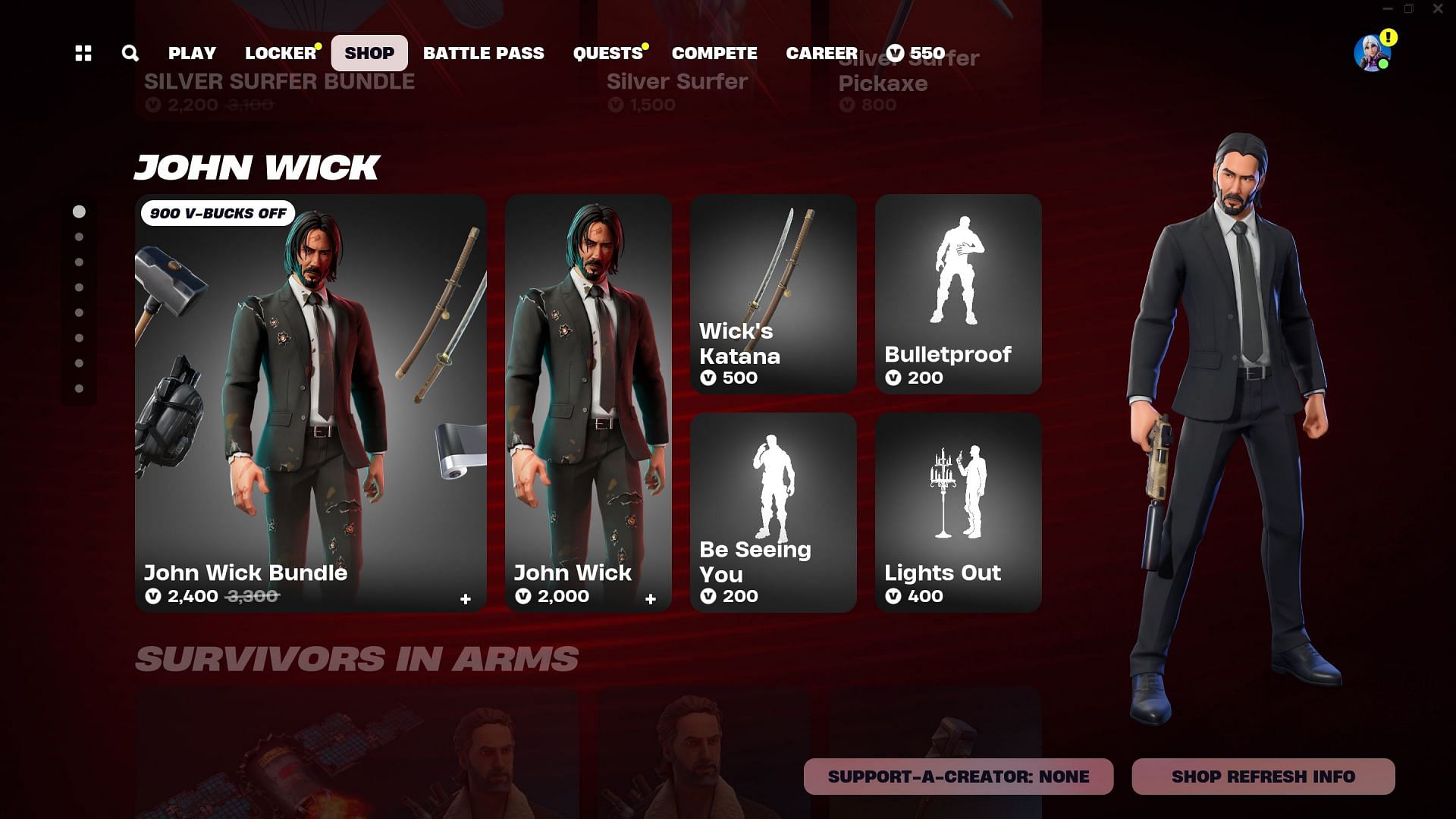 John Wick is currently listed in the Item Shop (Image via Epic Games)