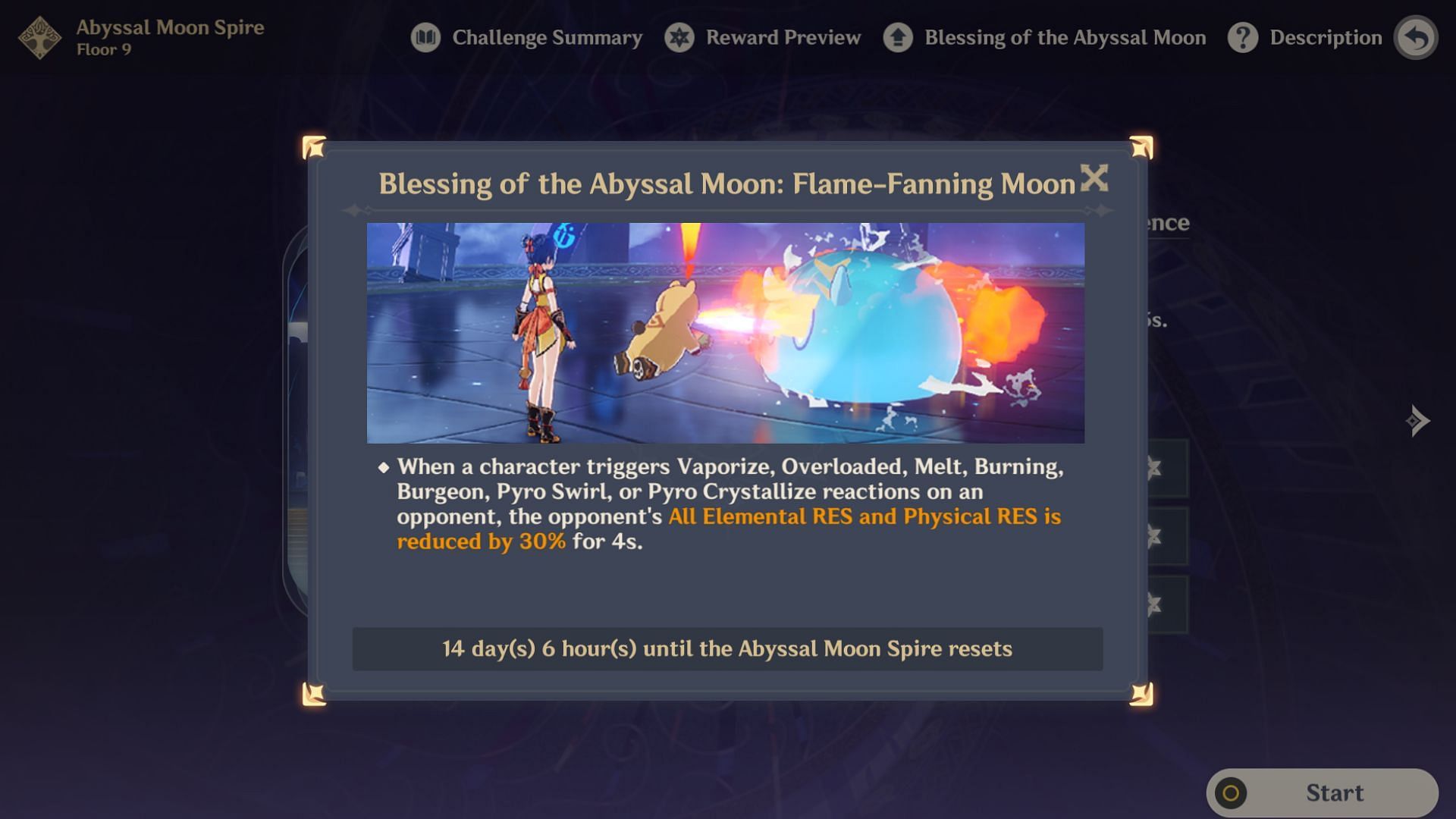 Blessing of the Abyssal Moon for 4.6 Spiral Abyss (Image via HoYoverse)