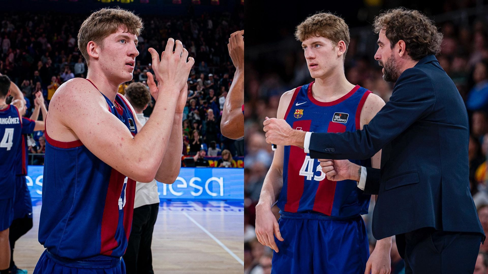 Kasparas Jakucionis playing for Barcelona in November 2023