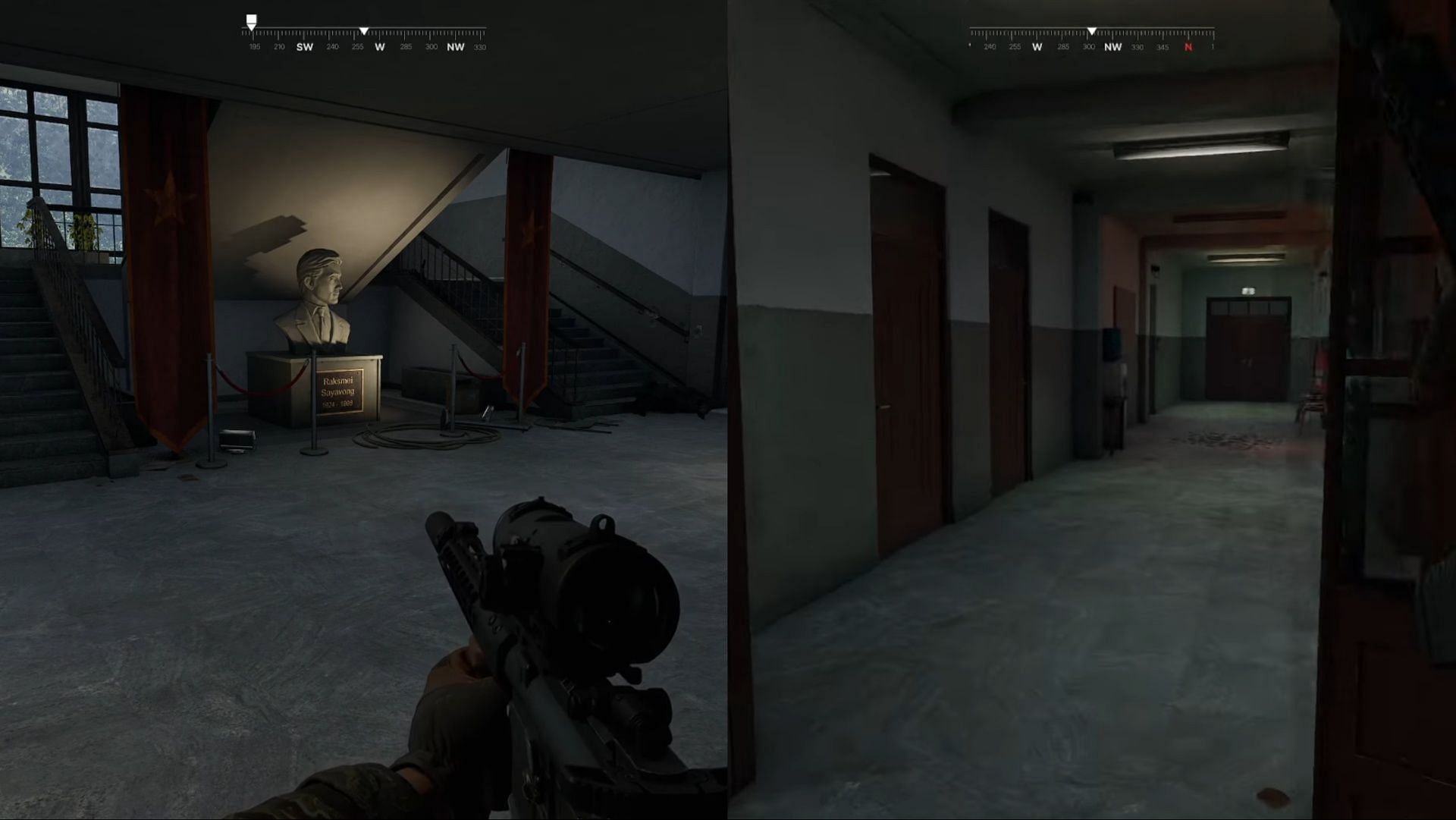 The hallway that you need to take to reach Office 1-3 (Image via MADFINGER Gamer|| YouTube/13lacklight)