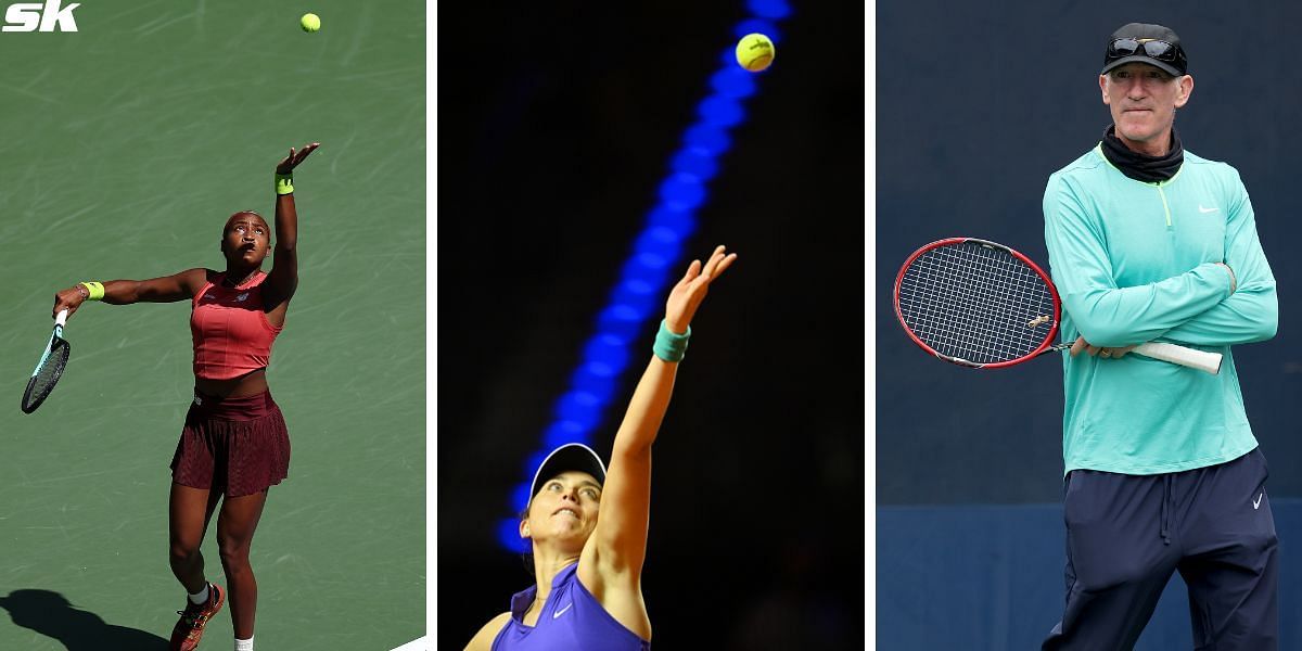 Coco Gauff(L), Paula Badosa(Center) and Brad Gilbert(R)