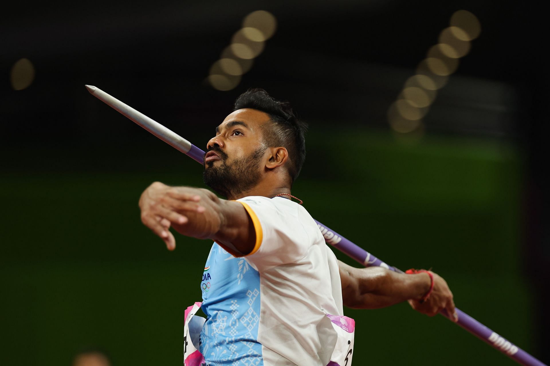 Kishore Kumar Jena in action at the 2022 Asian Games.