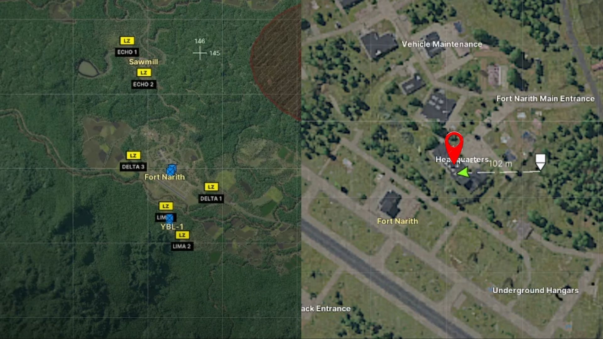 Location of the Fort Narith Headquarters (Image via MADFINGER Gamer|| YouTube/13lacklight)