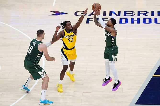 Watch: Courtside mic catches Pacers fan heckling Damian Lillard & Bobby Portis Jr. with hilarious chants