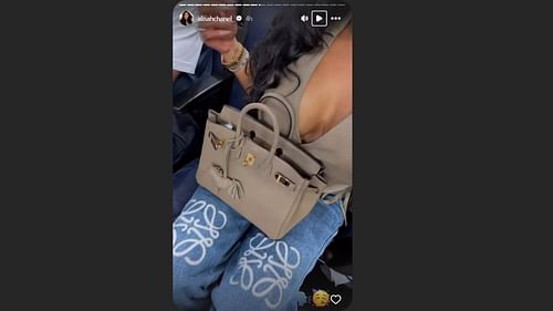 Alisah Chanel's story where she is flaunting her Hermes Bag