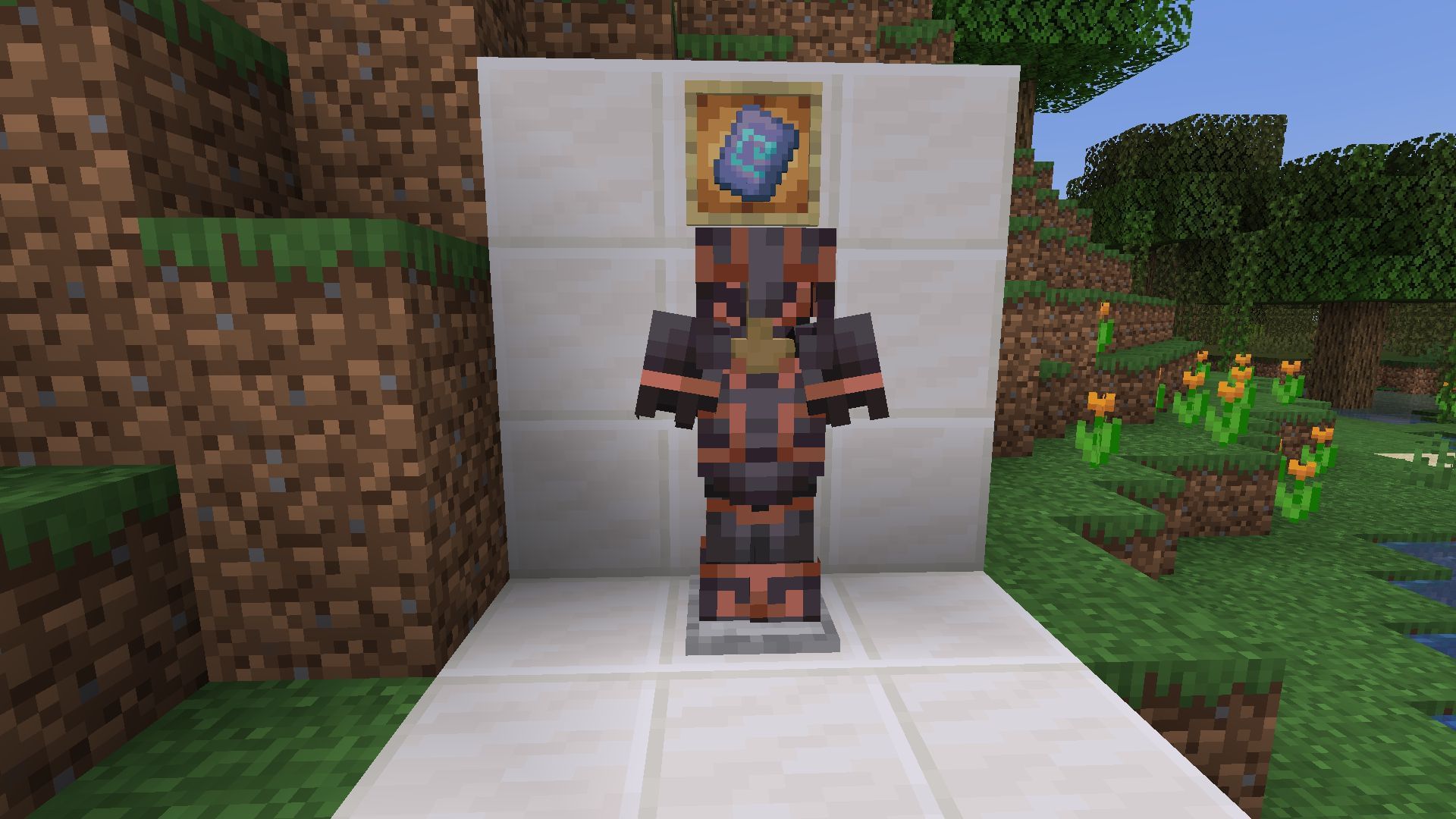 The flow armor trim seen in-game (Image via Mojang Studios)