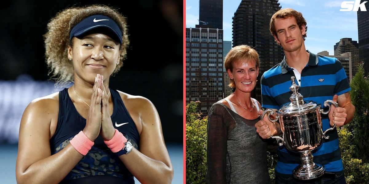 Naomi Osaka (L), Andy Murray with Judy Murray (R)