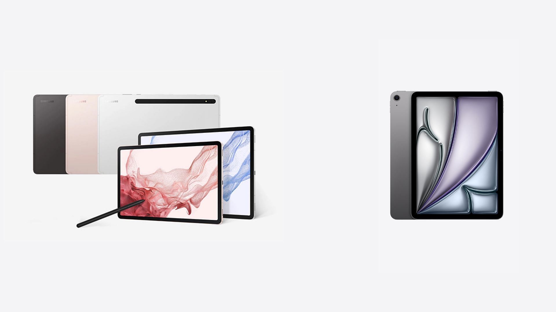 Tab S8 and iPad Air M1 share similar look and feel (Image via Samsung || Apple)
