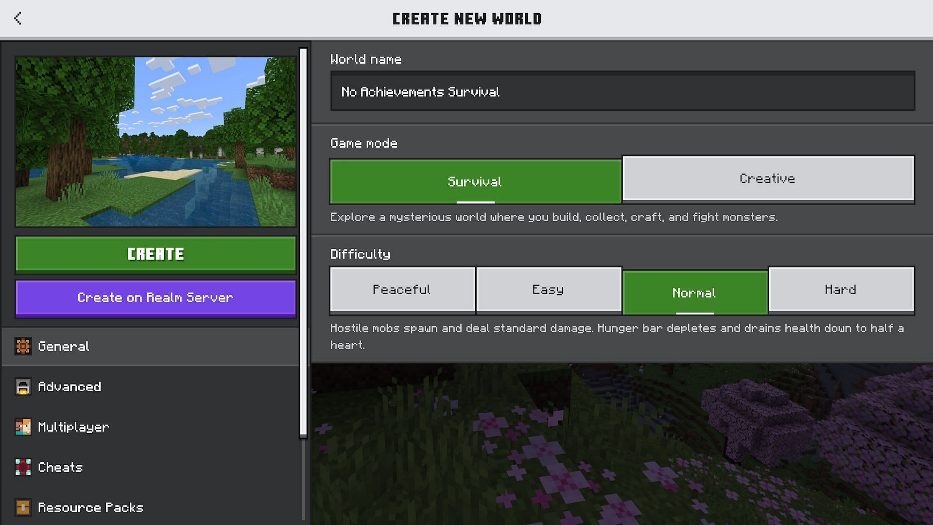 You can skip making a new world if you already have a world with achievements enabled (Image via Mojang)