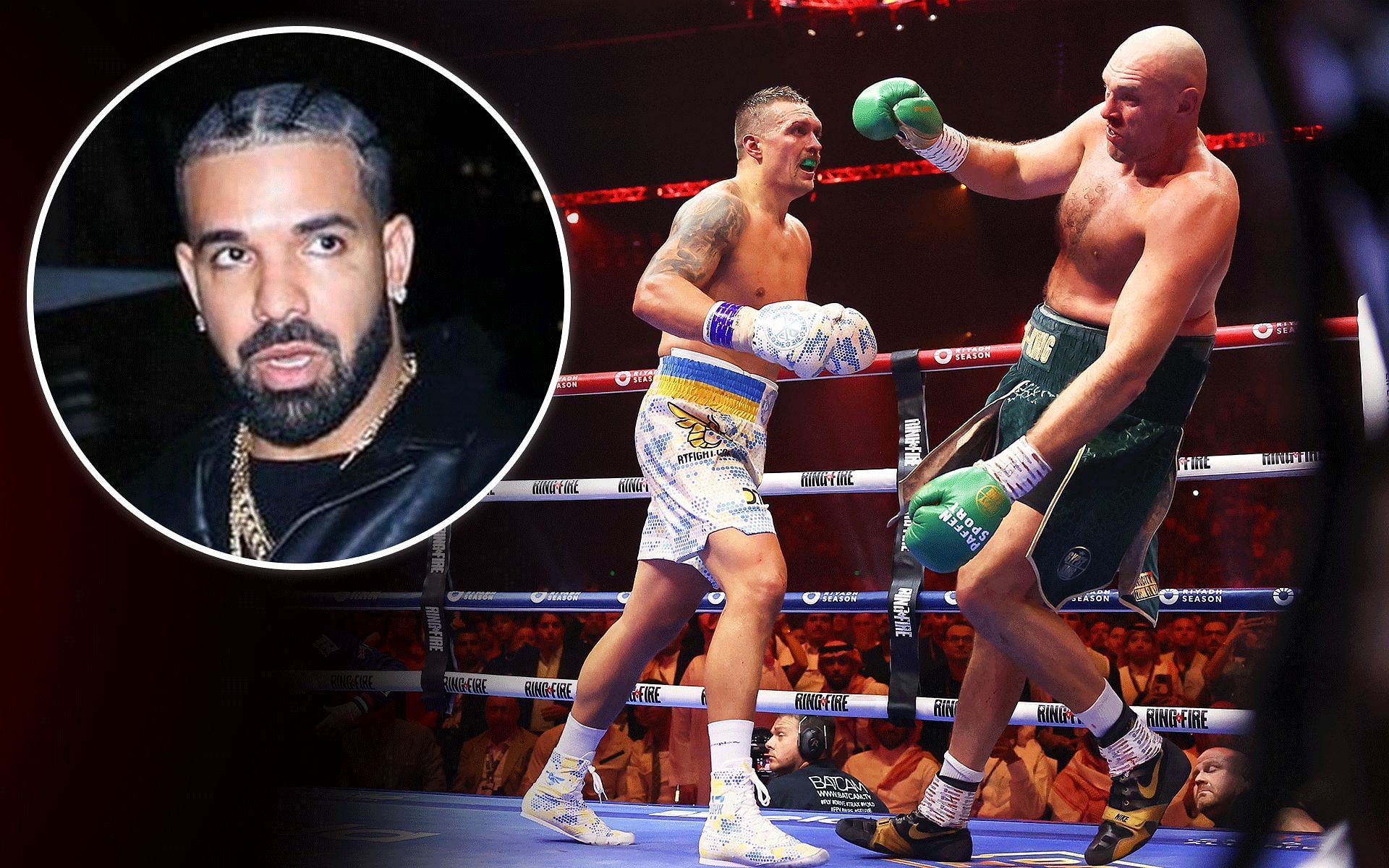 Drake (left) lost a six-figure bet on Tyson Fury vs. Oleksandr Usyk fight [Images Courtesy: @champagnepapi Instagram and Getty]