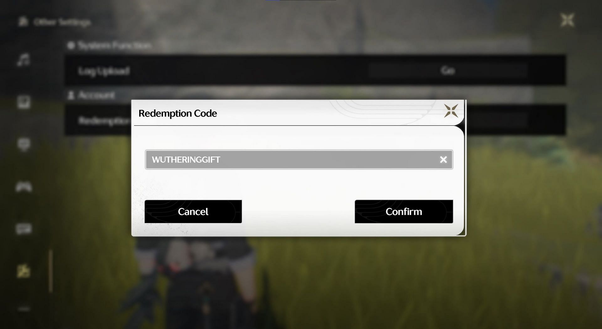 Enter the code in the box to claim Wuthering Waves redeem codes (Image via Kuro Games)
