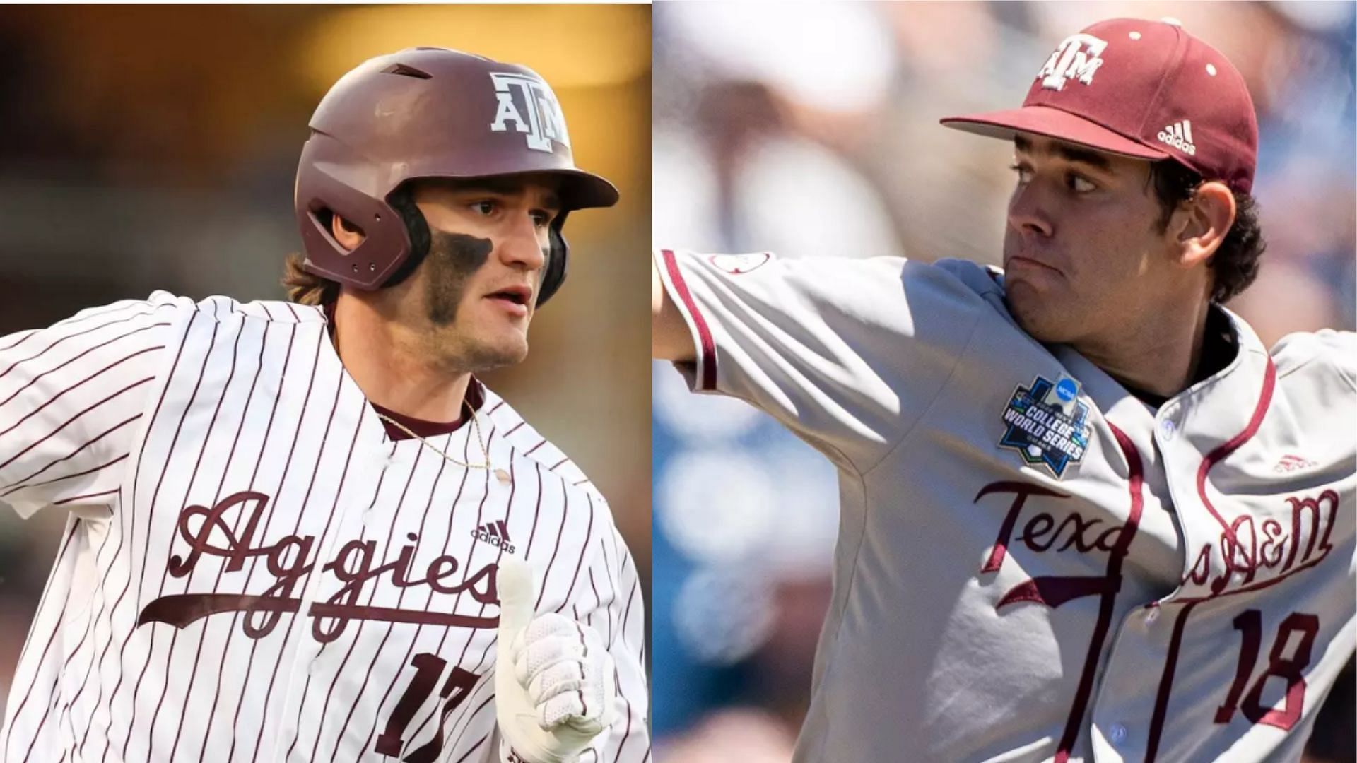 Texas A&amp;M players Jace LaViolette (left) and Ryan Prager (right)